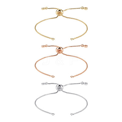 3Pcs 3 Colors Brass Box Chain Slider Bracelet Making KK-TA0003-12-RS-1