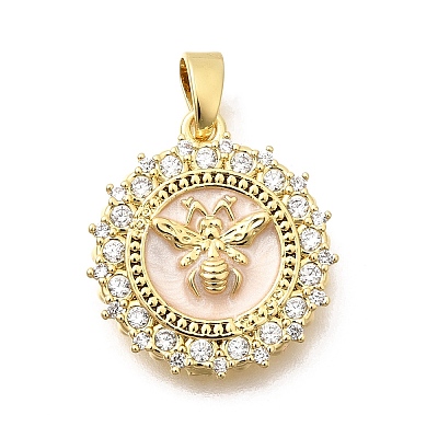 Brass Clear Cubic Zirconia Pendants KK-B187-01G-03A-1