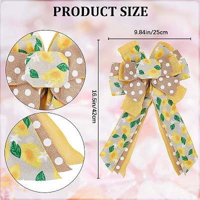 Lemon & Polka Dot Pattern Polyester Bowknot DIY-WH0387-78-1