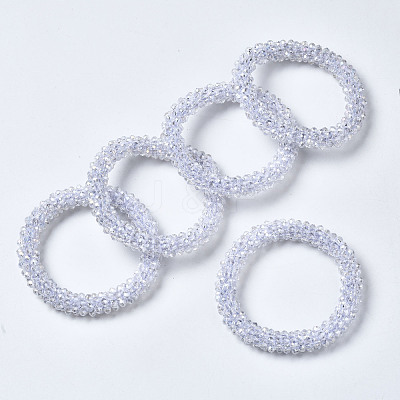 Faceted Transparent Glass Beads Stretch Bracelets BJEW-S144-002C-06-1