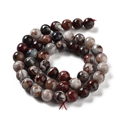 Natural Mexican Red Laguna Lace Agate Round Beads Strands G-NH0005-A31-03-1