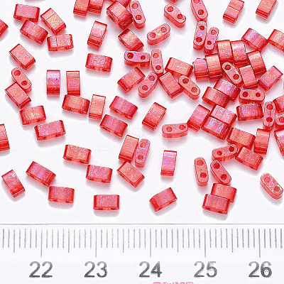 FGB 2-Hole Baking Paint Transparent Glass Seed Beads SEED-S031-M-254-1
