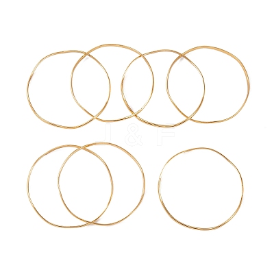 7Pcs PVD Vacuum Plating 304 Stainless Steel Wave Bangles Set for Women BJEW-A011-10D-G-1