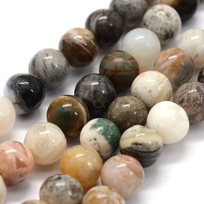 Natural Bamboo Leaf Agate Beads Strands G-G763-03-6mm-1