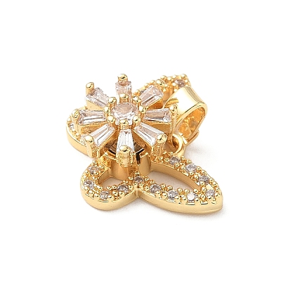 Brass Micro Pave Cubic Zirconia Rotating Pendants KK-M323-01E-G-1