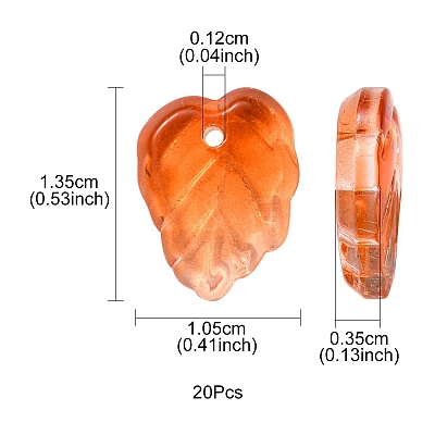Autumn Theme Two-Tone Transparent Glass Charms GLAA-YW0001-53C-1