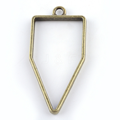 Rack Plating Alloy Polygon Open Back Bezel Pendants X-PALLOY-S047-10F-FF-1