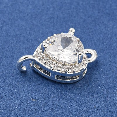 Brass Pave Cubic Zirconia Connector Charms KK-Z072-06S-02-1