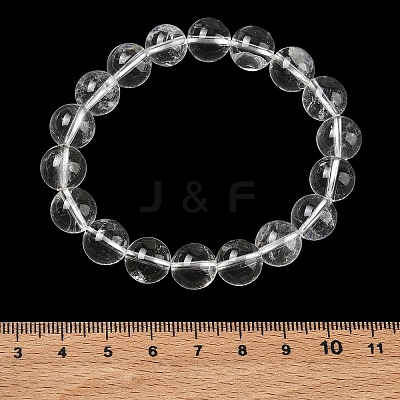 Natural Quartz Crystal Round Beaded Stretch Bracelets GG-CBA12F1-02D-12-1