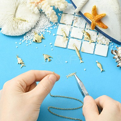9Pcs 9 Styles Brass Pendants KK-CJ0004-41-1