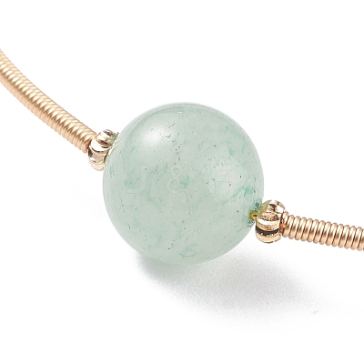 Natural Green Aventurine Round Beaded Bangle BJEW-JB07840-02-1
