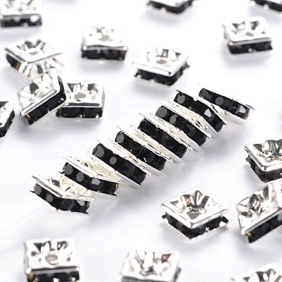 Brass Rhinestone Spacer Beads X-RSB072-04S-1