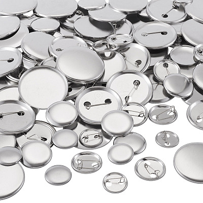 100 Sets 4 Styles Flat Round Sublimation Blank Badge Button Parts DIY-TA0013-64-1