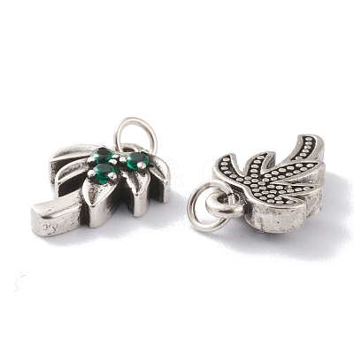 Brass Micro Pave Green Cubic Zirconia Charms ZIRC-A016-05AS-1