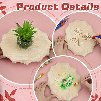 4Pcs Unfinished Rubber Wood Timber Board WOOD-FG0001-66A-1