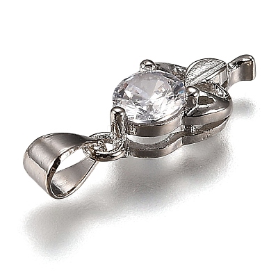 Brass Micro Pave Clear Cubic Zirconia Pendants ZIRC-Z013-12P-1
