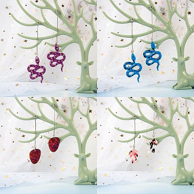 DIY Snake & Leaf Drop Earring Making Kit DIY-SZ0007-59-1
