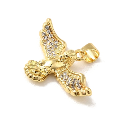 Rack Plating Brass Micro Pave Clear Cubic Zirconia Pendants KK-C047-20D-G-1
