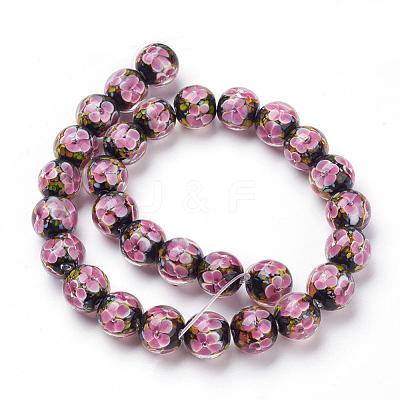 Handmade Inner Flower Lampwork Beads Strands LAMP-L072-B02-1