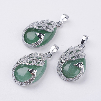 Natural Green Aventurine Pendants X-G-E442-04M-1