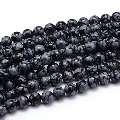 Natural Snowflake Obsidian Round Bead Strands X-G-J303-09-4mm-1