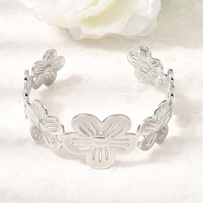 25MM 304 Stainless Steel Hollow Flower Cuff Bangles for Women SA-CBAB767-30P-1