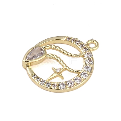Brass Micro Pave Clear Cubic Zirconia Pendants FIND-B077-02G-11-1