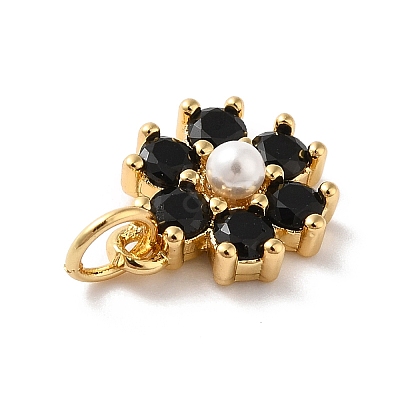 Rack Plating Brass Micro Pave Cubic Zirconia Charms KK-A160-22D-G-1