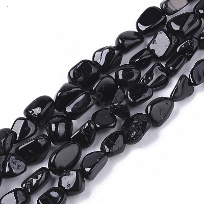 Natural Black Tourmaline Beads Strands X-G-S363-027-1