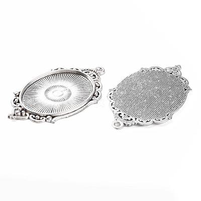 Tibetan Style Alloy Pendant Cabochon Settings TIBEP-R304-016AS-LF-1