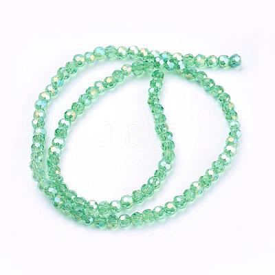 Faceted(32 Facets) Round Electroplate AB Color Plated Glass Beads Strands X-EGLA-D021-33-1