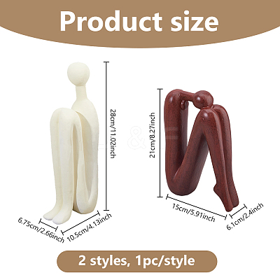 2Pcs 2 Styles Porcelain Abstract Human Display Decoration DJEW-DC0001-20-1