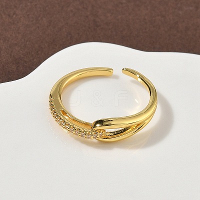 Brass Micro Pave Cubic Zirconia Finger Rings RJEW-H258-07G-1