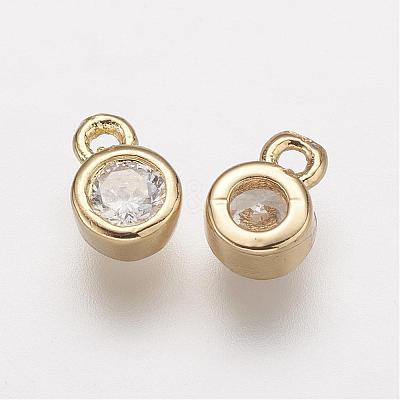 Brass Micro Pave Grade AAA Cubic Zirconia Charms ZIRC-K059-14G-NR-1