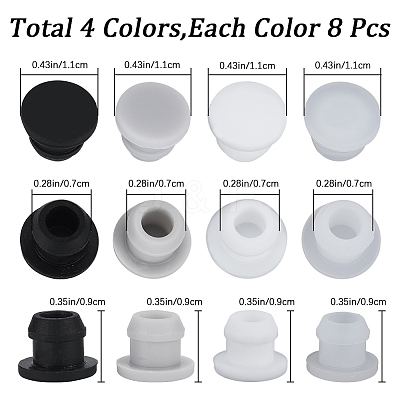32Pcs 4 Colors Silicone Bottle Seal Plug AJEW-GF0008-08A-1