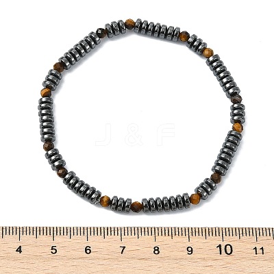 Disc & Round Grade AA Non-magnetic Synthetic Hematite & Natural Gemstone Beads Stretch Bracelets for Women Men BJEW-JB13809-1