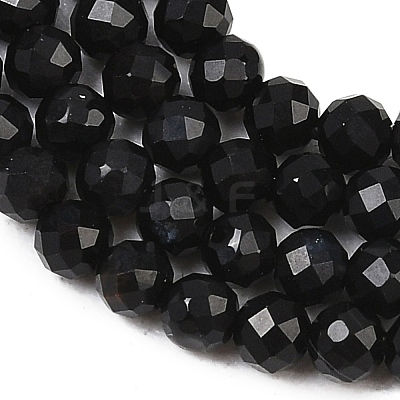 Natural Dyed & Heated Black Onyx Beads Strands G-A129-3mm-25-1