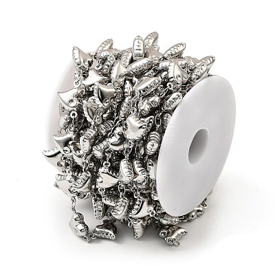 304 Stainless Steel Heart Link Chains CHS-G042-04P-1