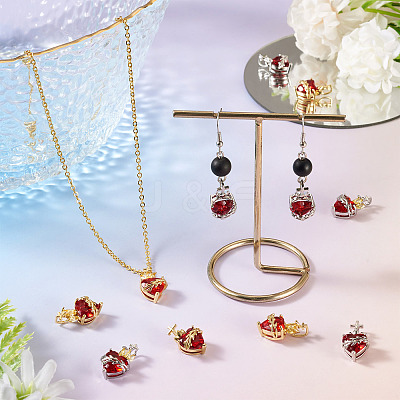 8Pcs 4 Styles Brass Glass Pendants KK-TA0008-17-1