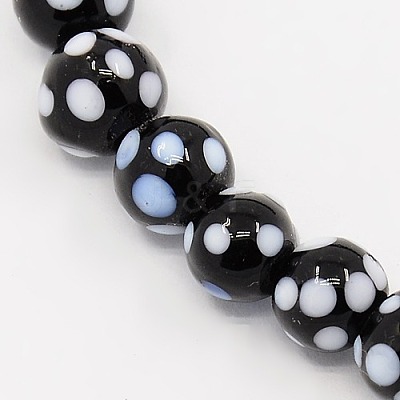 Handmade Lampwork Round Beads Strands LS-LAMP-L007-8mm-03-1