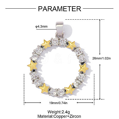 Brass Micro Pave Clear Cubic Zirconia Pendants CU-OY001-75G-1