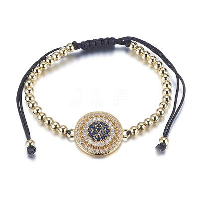 Adjustable Brass Braided Beaded Bracelets BJEW-F282-29G-RS-1