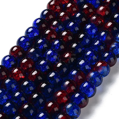 Spray Painted Crackle Glass Beads Strands X-CCG-Q002-10mm-12-1