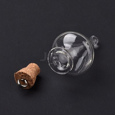 Teardrop Glass Cork Bottle Pendants AJEW-A041-01D-1