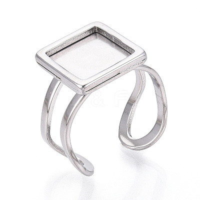 304 Stainless Steel Open Cuff Ring Components STAS-S080-041H-P-1