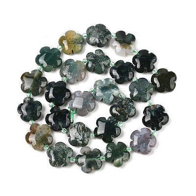 Natural Moss Agate Beads Strands G-NH0009-A01-02-1