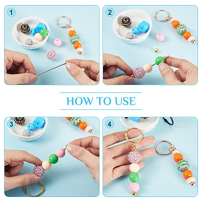 15Pcs 5 Colors Iron Bar Beadable Keychain Clasps AJEW-TA0002-14-1