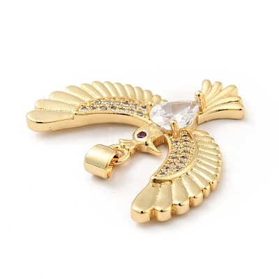 Rack Plating Brass Micro Pave Clear Cubic Zirconia Pendants ZIRC-F129-46G-1