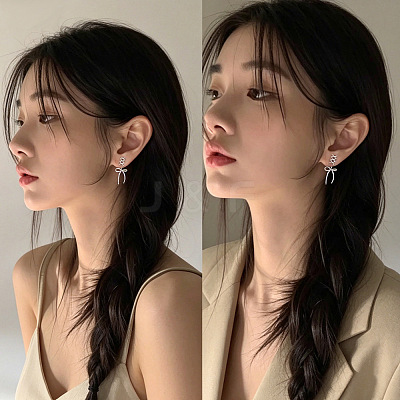 Alloy Bowknot Stud Earrings for Women WG9B155-01-1