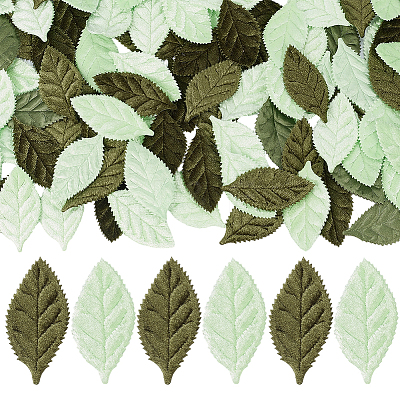 100Pcs 2 Colors Cloth Artificial Leaves AJEW-CY0002-82-1